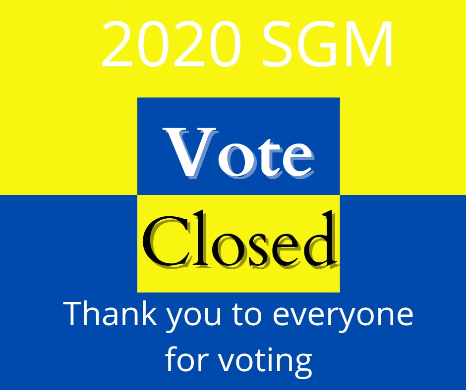 We've met, discussed, presented, questioned &amp; now you have all voted. 6 days of SGM voting is now closed. 
Thank you all for your cooperation &amp; participation #SGM2020