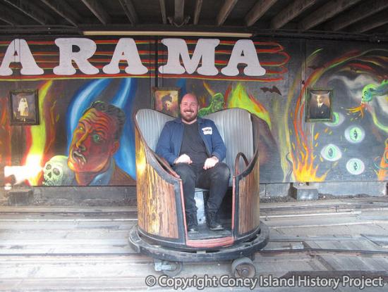 ConeyHistory's tweet photo. Weekend listening from @ConeyHistory's #OralHistory #Archive: @darkrideproject's Joel Zika on documenting #Spookarama and other historic dark rides. Recorded in October 2016, when Zika visited Coney Island's Deno's @WonderWheelPark.  https://t.co/lpCRiBJNrl https://t.co/4IlD9MZG7L