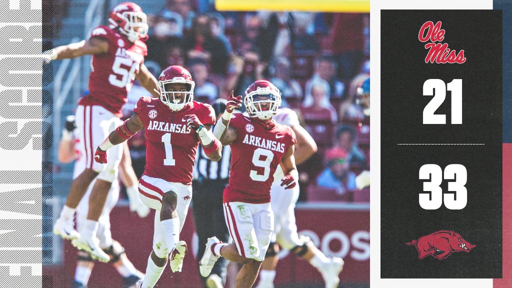 SECNetwork's tweet image. WOO.
PIG.
SOOIE.

Six INTs for the @RazorbackFB defense vs. Ole Miss 💪