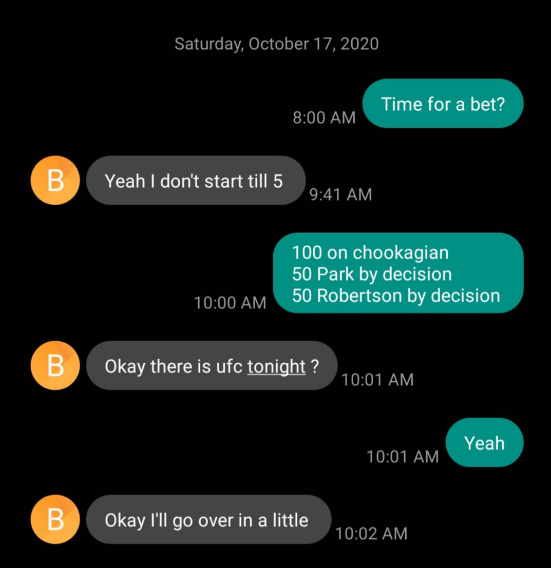 What I send my boy vs what he sends me back ๐ญ๐ญ #UFCFightIsland6 #UFCpicks https://t.co/JuOBhkkkJ2