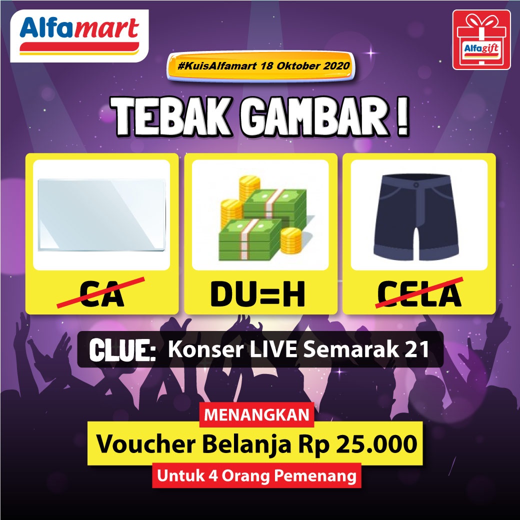 alfamart's tweet photo. Sudah tahu belum, siapa Bintang tamu yang akan hadir di Puncak acara Semarak 21 Tahun Alfamart malam ini?

Kalau tahu jawabannya, kayaknya Kamu wajib ikutan #KuisAlfamart 18 Oktober 2020 berikut ini.

Selamat Mencoba!
#21TahunAlfamartUntukIndonesia #NewNormalBelanjaDiAlfamart https://t.co/h98oUEbsZJ