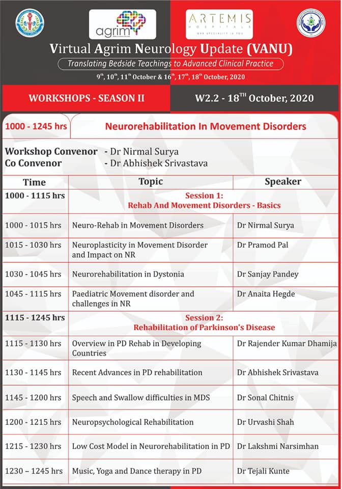 2020VANU's tweet photo. �Season 2-3 New Parallel Workshops 
�9am to 12 noon (IST) 18th October 2020

#AgrimNeuroServices #artemishospitals #headache #movementdisorders #Neuroimmunology #multiplesclerosis #neuromusculardisorders #vanu2020 https://t.co/i7oMAvwjse