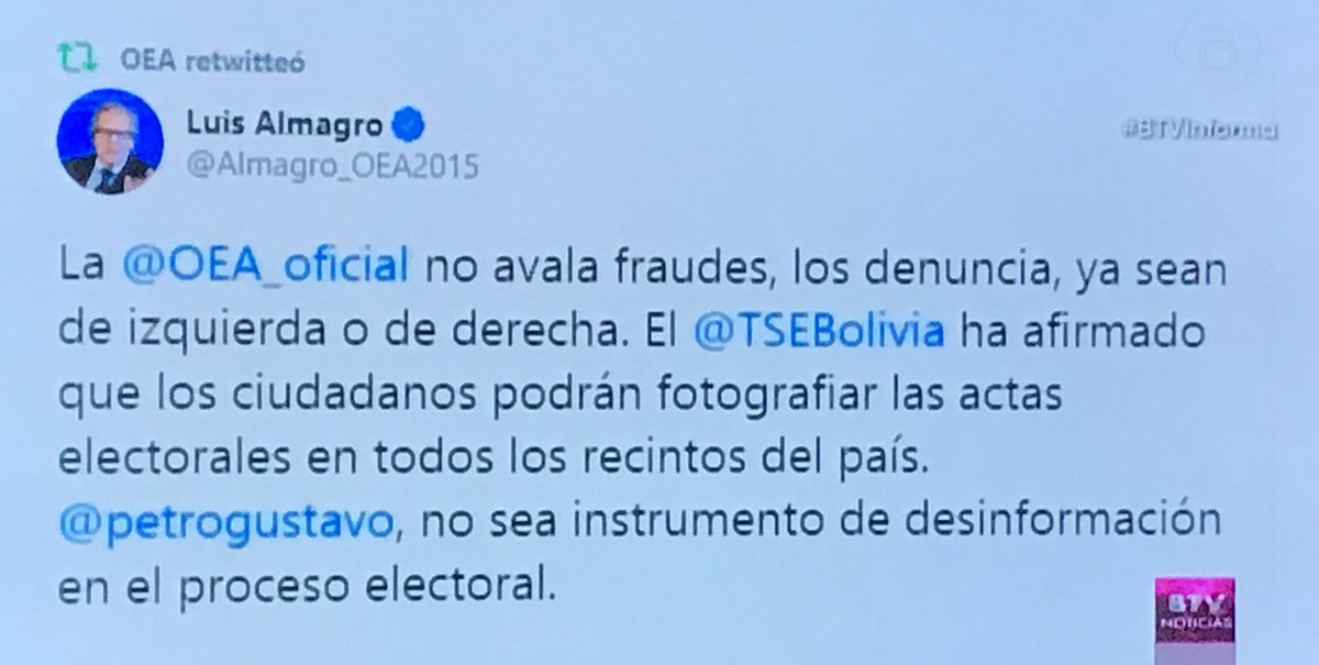 Replcaz's tweet photo. #Bolivia

Se eliminó el #Direpre, entonces sólo habrá datos confirmados y oficiales.
Queridos compatriotas, deseo a todos una jornada tranquila y democrática. Esperemos que las elecciones sean transparentes y limpias. Voten de manera consiente, nos jugamos el futuro del país.

👇 https://t.co/DF7lGFrHum