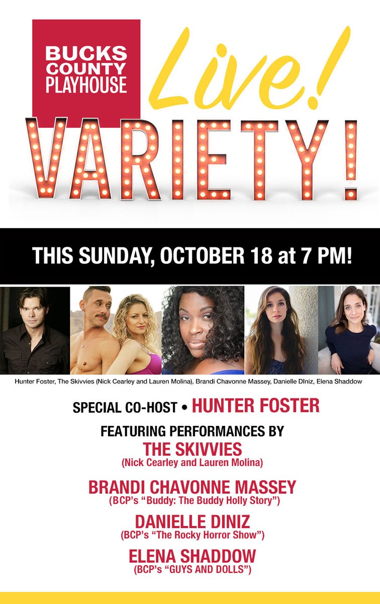 An all new Playhouse Live! Variety Show returns tomorrow - Sunday, October 18 at 7pm with <a href="/Hunter_Foster/">Hunter Foster</a> <a href="/theskivviesNYC/">The Skivvies</a> <a href="/BrandiMassey/">Brandi Chavonne Massey</a> <a href="/DanielleD228/">Danielle Diniz</a> <a href="/ElenaShaddow/">Elena Shaddow</a>

Watch online for free:  
bcptheater.org  
Facebook @BCPTheater 
YouTube @bcptheaterinfo