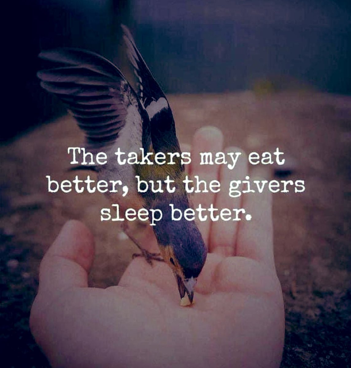 carlaacarlson's tweet photo. The takers may eat better, but the givers sleep better. #BeAGiver #NotATaker #Inspiration #ThinkBIGSundayWithMarsha https://t.co/DX3k4lgIrs