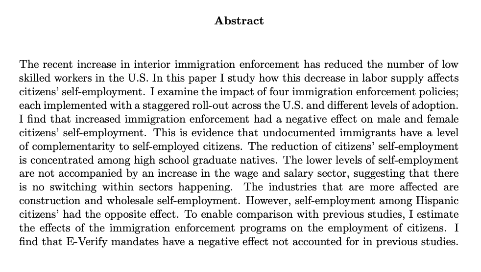 Karla CordovaJMP: "Effects of Increased Immigration Enforcement on Citizens’ Self-Employment"Website:  https://www.karlapcordova.com/ 