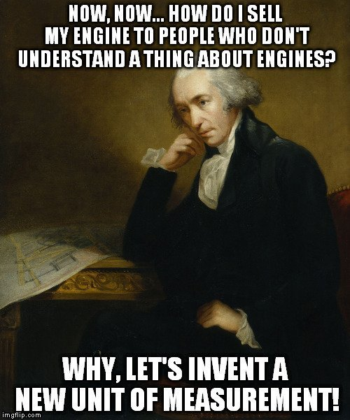 emollick's tweet photo. We use "horsepower" as a measurement because of an 18th century entrepreneurial marketing trick. James Watt invented it as a way to sell steam engines. It gave him a clear value proposition for the unfamiliar technology: “it does as much work as 30 horses, think of the savings!” https://t.co/rYjh6sdQ5S
