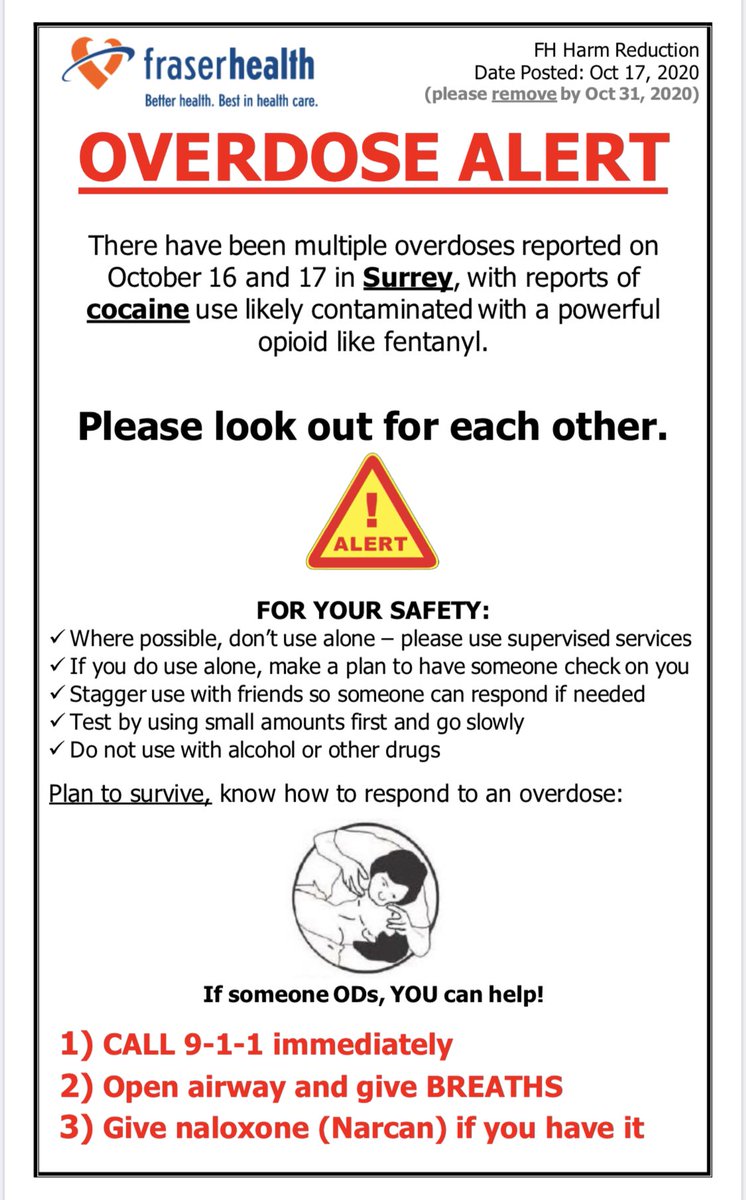 TeamSOUDA's tweet image. (1/4) Key messages for people who use substances:

• Use less than you normally would

• Do a tester; try a little before your regular amount

• Try not to use alone, and if you do, have someone check on you

#overdosealert #overdoseawareness #overdoseprevention #opioidcrisis