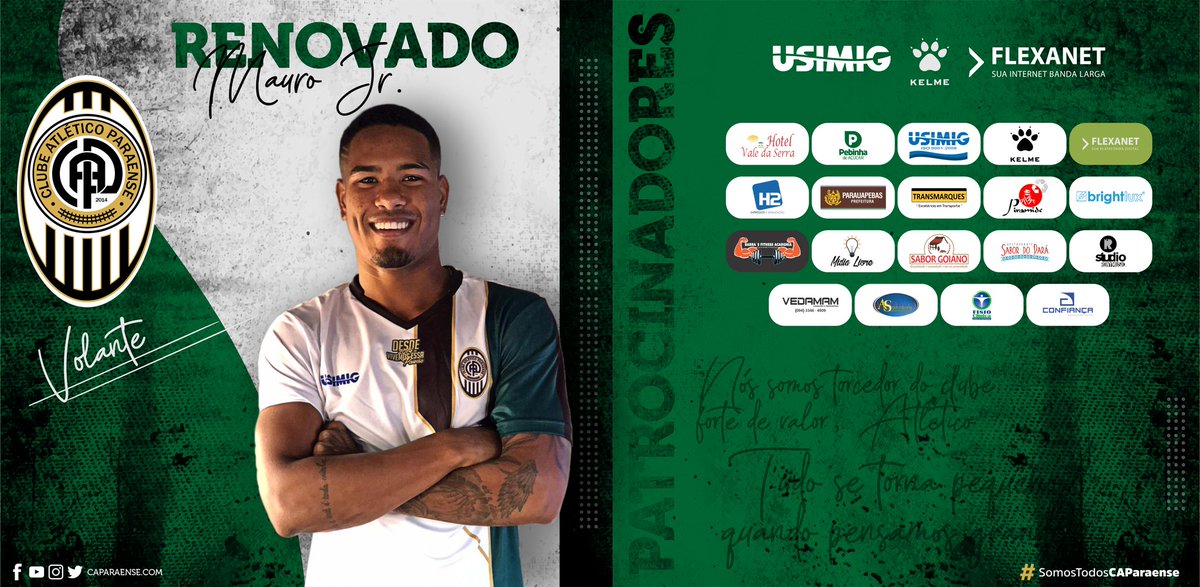 CAParaense's tweet photo. O Clube Atlético Paraense anunciar a renovação do volante Mauro Júnior o "Pitbull".
Mauro de 22 anos tem passagens por Paysandu, Bragantino e Tuna Luso. O volante vem para sua segunda temporada defendendo as cores do Tricolor do Norte. https://t.co/Kyc2Uabnzb
