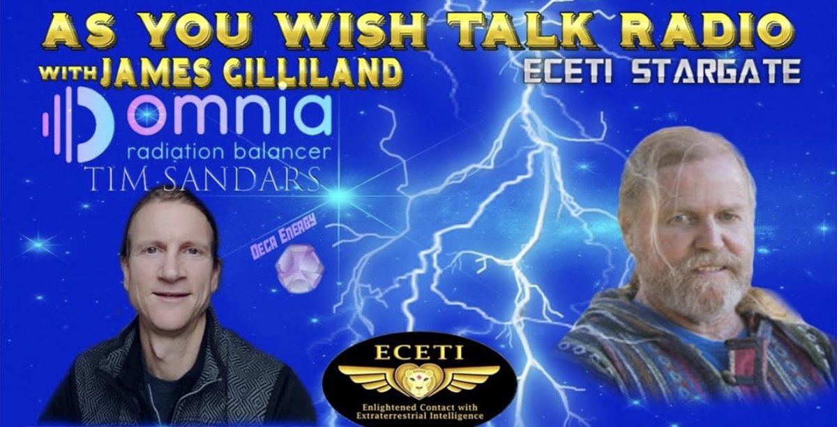 Join us Tonight at 8:00pm pacific with Special Guest Tim Sandars Discussing "Deca Energy" youtu.be/kC9t3XcUZBA #timsandars #jamesgilliland #consciousness #news #eceti #ce5 #et #aliens