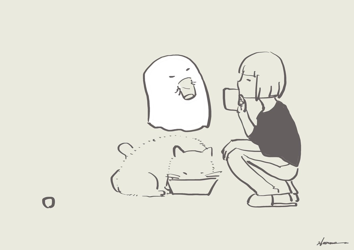 水をのむおばけ Ghost is drinking water. 