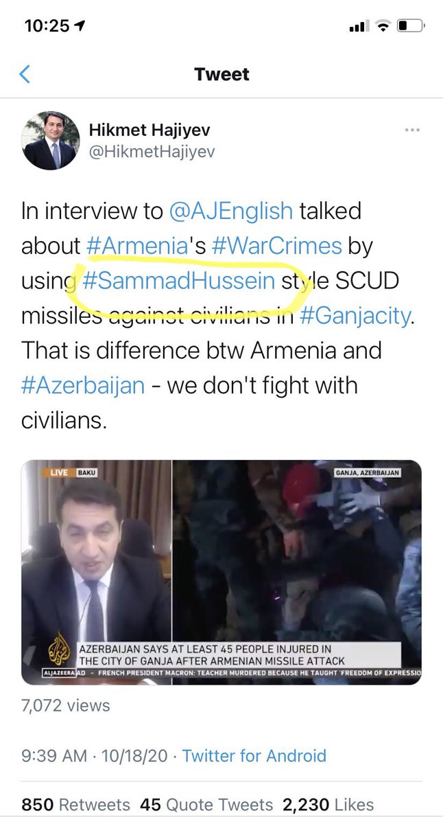 ArmMinasyants's tweet photo. Does anyone know accidentally and by chance know who is #SammadHussein?🤷🏻♂️I will not be surprised if this tweet will be deleted for correction but it widely shows the level of knowledge and quality of #Azerbaijan’s political leadership / #ArtsakhIsStrong #StopAzerbaijaniAggression https://t.co/2gbzWYmYLu