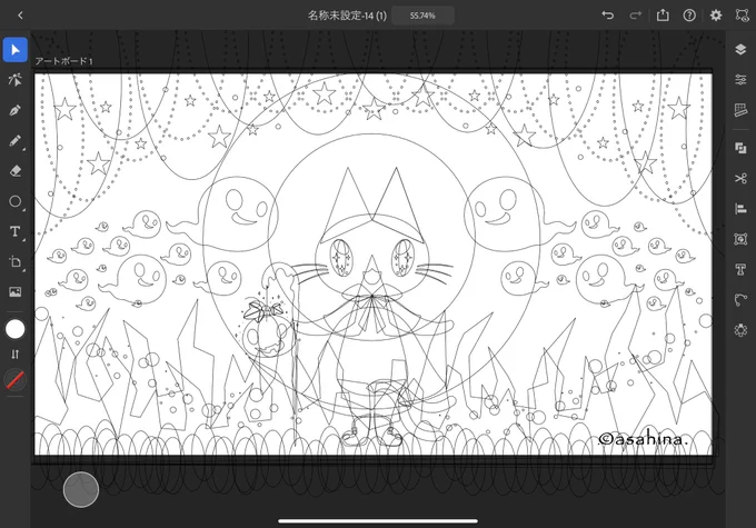 アウトラインはこちら。Adobe Frescoで作ったテクスチャを読み込んで重ねてます?#IllustratoroniPad #adobe #adobeillustrator #ハロウィン #Halloween #AdobeMAX 