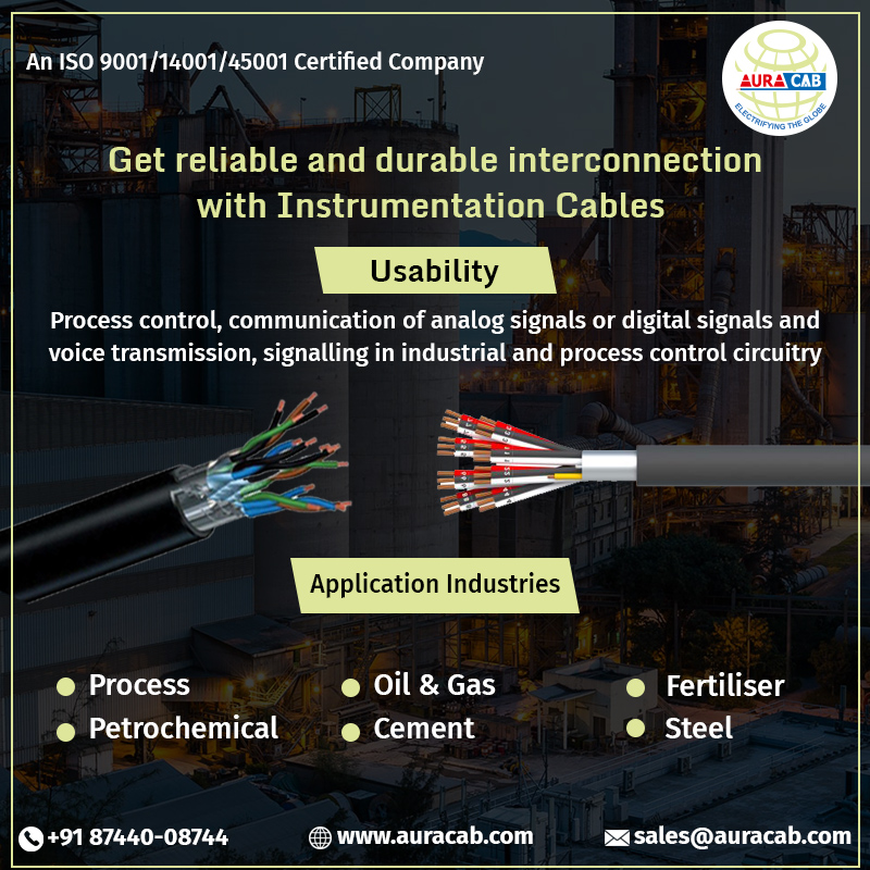 Instrumentation cables have applications in various industries. They are used for process control, communication of analog/digital signals, voice transmission, signalling, etc.

#InstrumentationCables #IndustrialWiring #ElectricalWiring #Sonipat #WireAndCable #Manufacturers