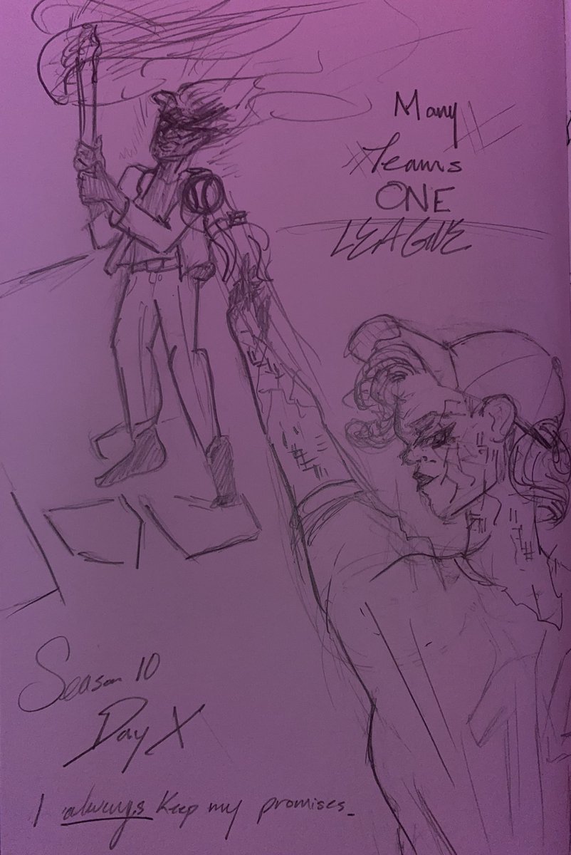 Just a quick pencil sketch but-

Jaylen v. Landry. Season 10 Day X. 

⚾️Many Teams. One League.⚾️
🩸Rise in Violence🩸
<a href="/idolfourteen/">previously jaylen Hotdogfingers</a> <a href="/landryviolence/">landry violence</a> #blaseball #blaseballart