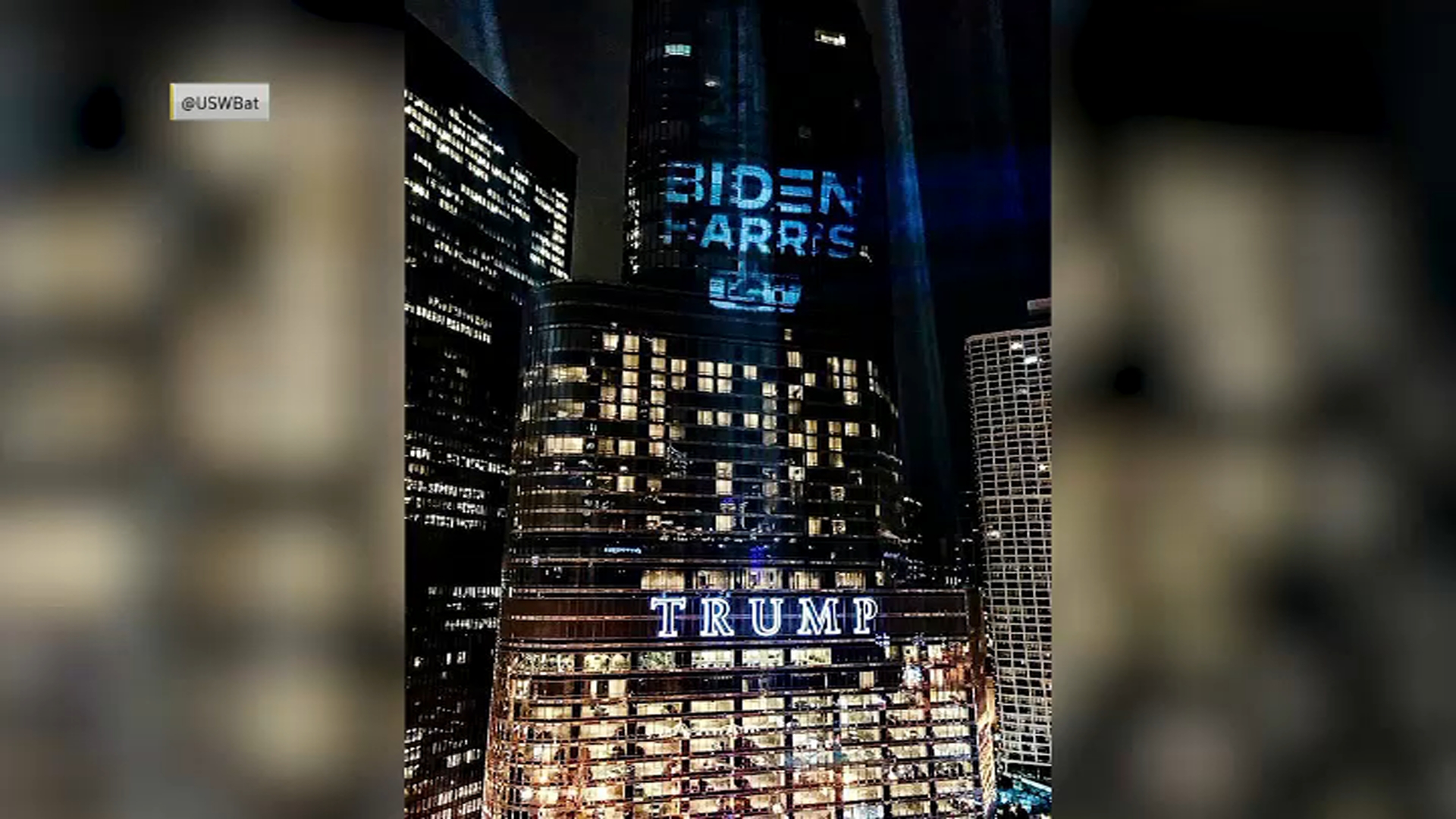 USW shines Biden-Harris 'batlight' on Trump Tower in Chicago