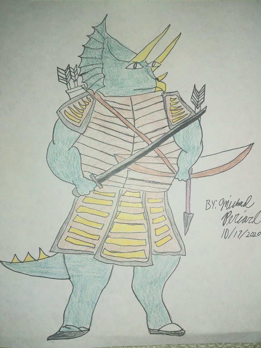 Kaane_Hawkvale's tweet photo. I dont know why. I just felt lile drawing a Triceratops Samurai. 

#triceratops #samurai #samuraiwarrior #dinosaur #dinosaurs #reptile #reptiles #japan #japanese #japanesewarrior #art #drawing #drawings #warrior #beast #beastwarrior #artwork #artworks https://t.co/ewYuT1WeK7