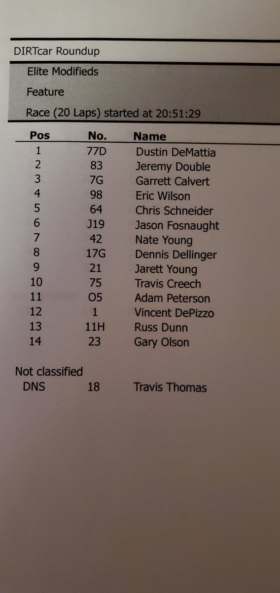 Lernerville's tweet photo. Dustin DeMattia took home a thrilling feature victory in Elite Modified Series feature action! https://t.co/bu6QiNR4EF