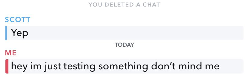 and then, how they say they deleted the Snapchat messages and everything. it would show that. (I took these screenshots in my chat with my brother) and you also can’t delete other people’s messages if you have both saved them in chat either