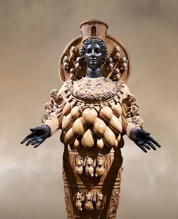 Now, let us discuss the goddess most revered in Ephesus, Artemis.In case you were wondering, those are not breasts, sorry to disappoint some of you... Ancients knew well enough how to sculpt the female torso. No sculptor chiseled two dozen egg-shaped objects on the chest of a