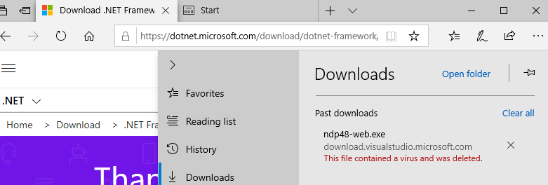 ScottMillerIT's tweet photo. Thought I would use Edge for once to quickly download .NET runtime... This is why we use Chrome https://t.co/CCMQ7mhGua