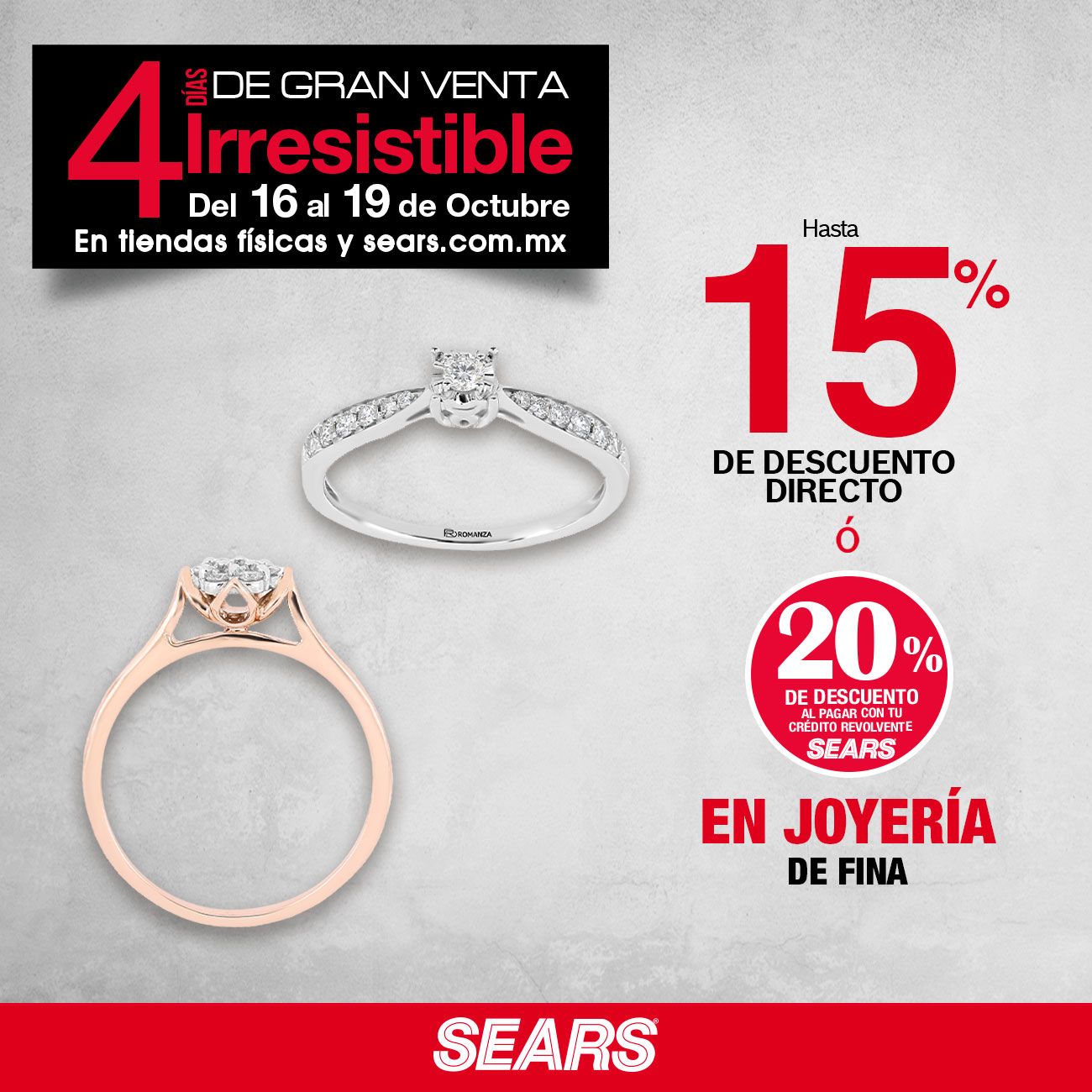 Sears Mexico on X Descubre nuestras promociones en joyeria. Consiguelas dando clic aqui https t 1qGReo8la7 Vigencia del 16 al 19 de Octubre de 2020. Consulta las bases de esta promocion aqui