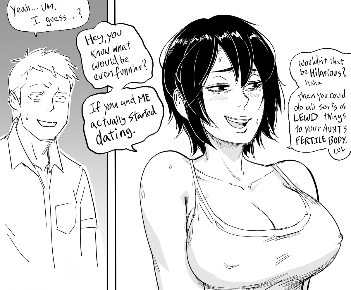 baalbuddy's tweet photo. Patreon request:
Drunk aunt keeps on suggesting silly jokes, LOL https://t.co/mv5xw25vwY