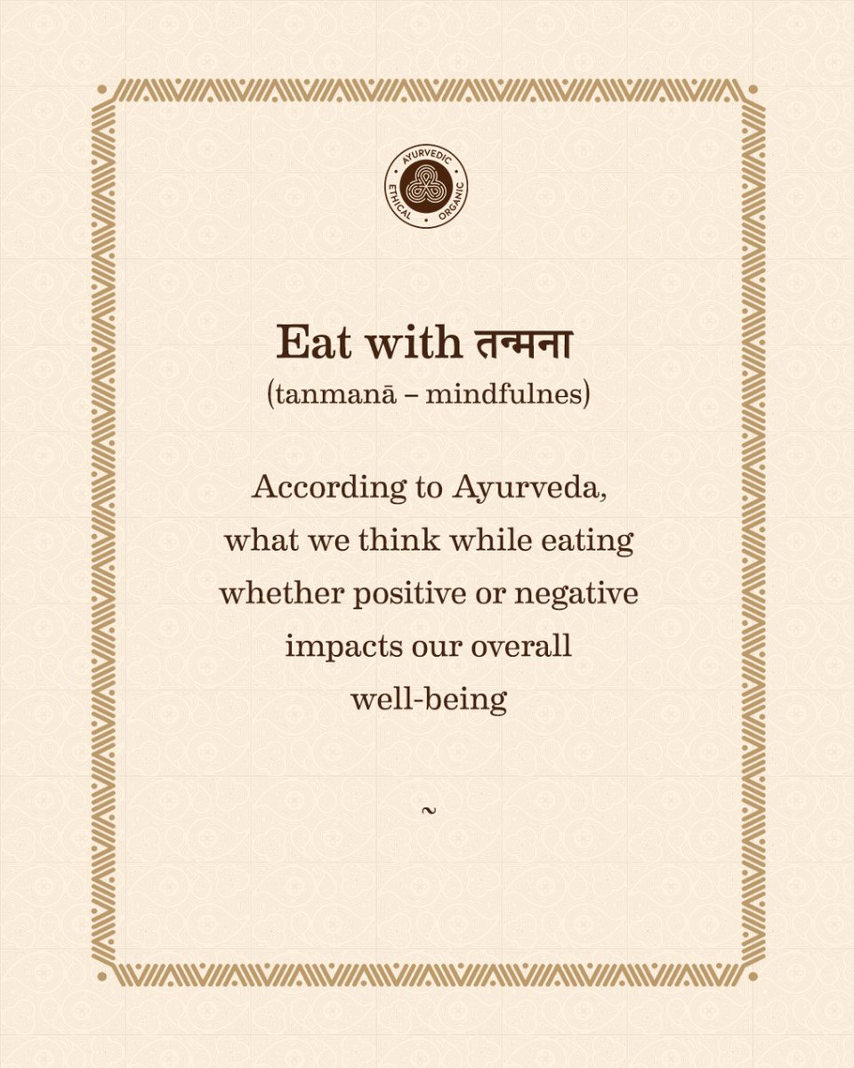 SoulTree_In's tweet photo. The first phase or step of digestion begins works only when we are relaxed and paying attention to what we eat. On the other hand, stress shuts down digestion.
Source: Ashtanga Hryudam Sutra 8.35

#SoulTree #Rootedingoodness #truthinside #AyurvedawithSoulTree https://t.co/T61FjfIc8i