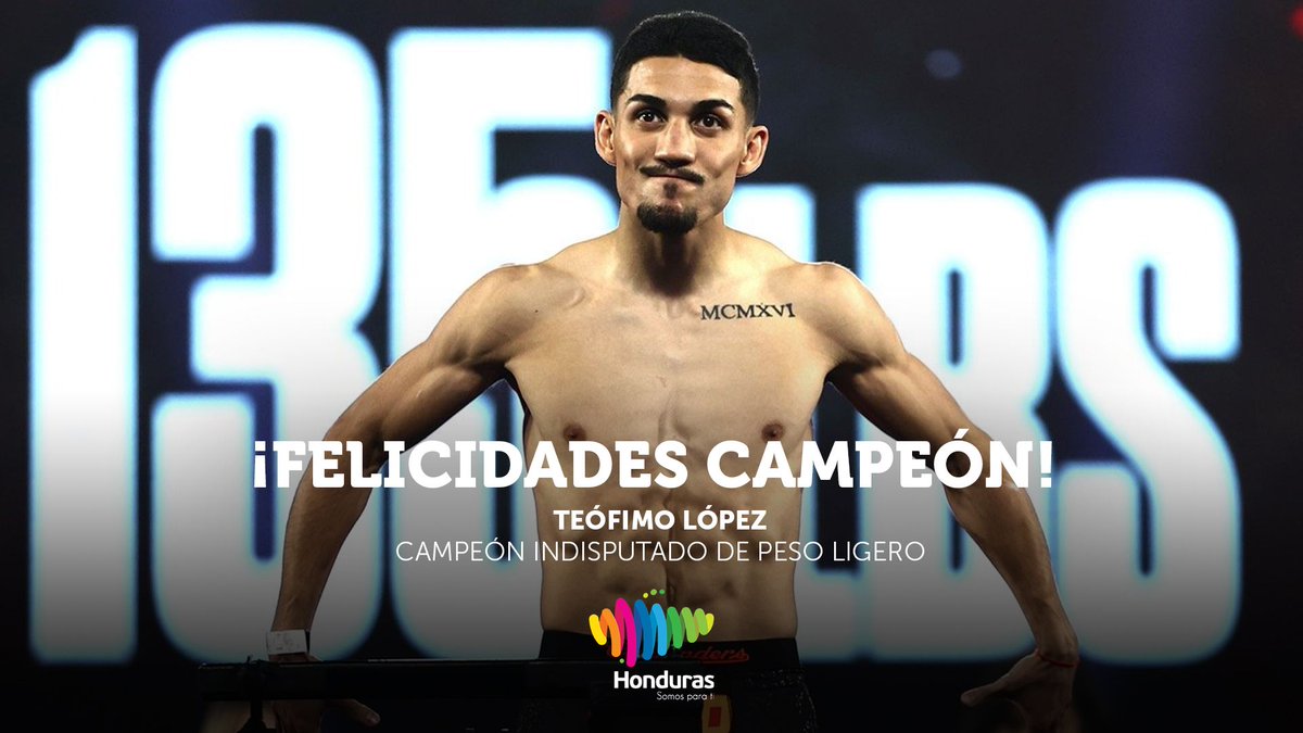 marcaHONDURAS's tweet photo. «Orgulloso de ser hondureño» ❤️ Teófimo López derrota a Vasiliy Lomachenko y se convierte en Campeón Indisputado de Peso Ligero. ¡Felicidades campeón! 🇭🇳 https://t.co/aYpT2vjn5l