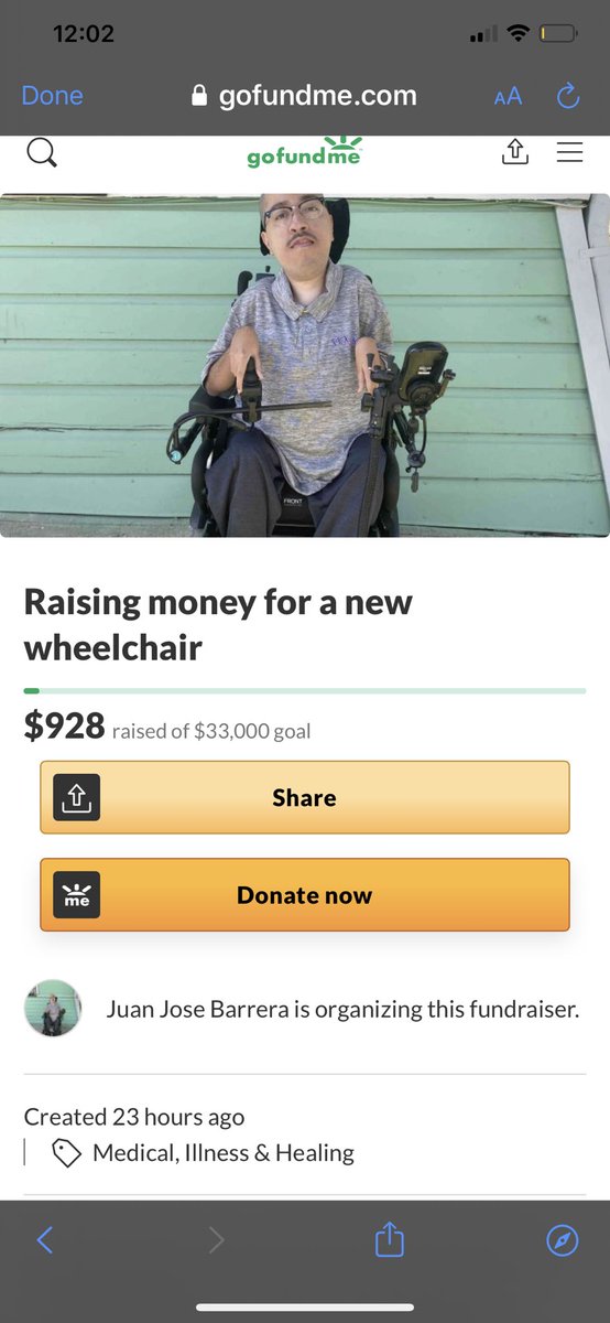 BD (@BrandonDavisBD) on Twitter photo 2020-10-18 05:08:59 If 3% of you give just 10 dollars, Juan gets a new wheelchair. Link: gofundme.com/f/1x1krrxnk0 If 3% of you give just 10 dollars, Juan gets a new wheelchair. Link: gofundme.com/f/1x1krrxnk0