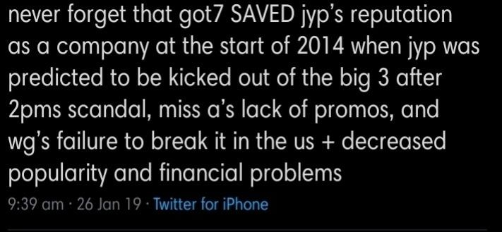 lets start on how this flagship boy group GOT7 saved JYPE from bankruptcy. @GOT7Official