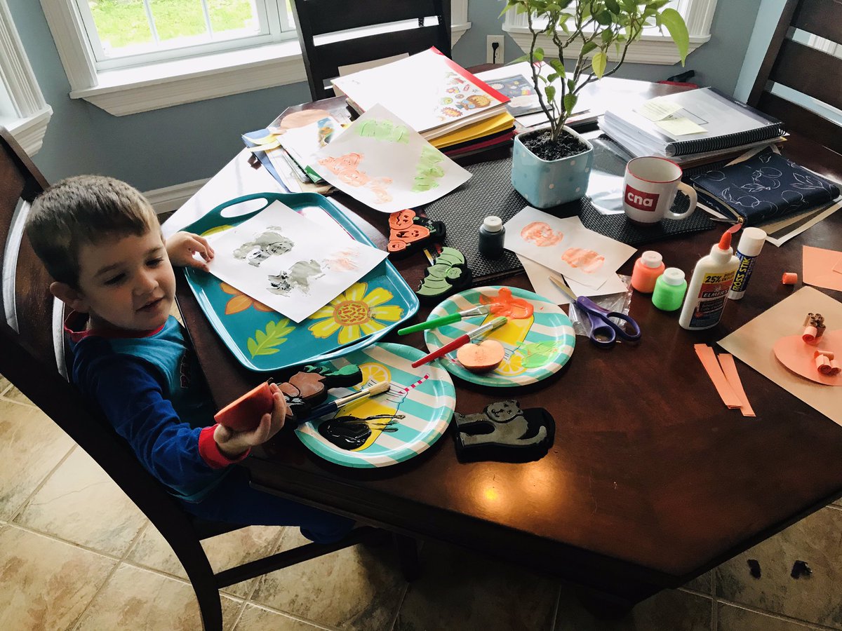 MissWarren2019's tweet photo. This week’s art lessons prep in full swing this morning! #BestHelper #Halloween2020 @FBASchool @NLESDCA https://t.co/TZmyMjLIUz