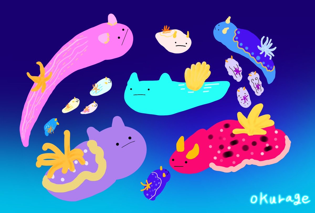 おくらげ ゆるいうみうし イラスト デジタルイラスト ゆるいイラスト おくらげ ゆるいうみうし イラスト デジタルイラスト ゆるいイラスト