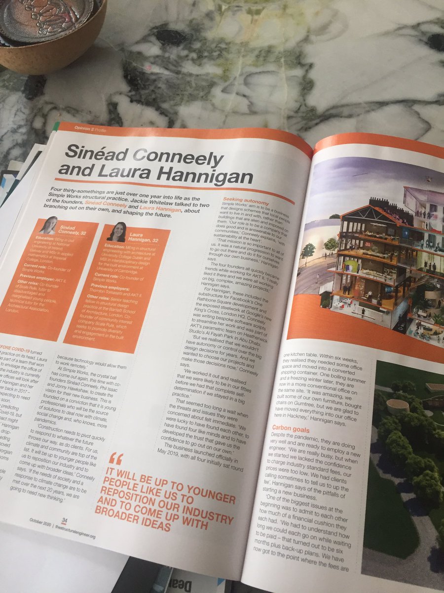 Kathy Gibbs 🌎🌻🌍🐢🌏🦫 (@kathygibbsbim) on Twitter photo Sunday a.m. breakfast reading: The Structural Engineer <a href="/IStructE/">IStructE</a>.
Nice to read this interview with <a href="/SineadConneely1/">Sinéad Conneely</a> & @laurahannigan_ of <a href="/simple_works/">Simple Works</a>. Not easy to break away from great opportunities on large projects to go it alone to form your own path. But can be v. rewarding! Sunday a.m. breakfast reading: The Structural Engineer <a href="/IStructE/">IStructE</a>.
Nice to read this interview with <a href="/SineadConneely1/">Sinéad Conneely</a> & @laurahannigan_ of <a href="/simple_works/">Simple Works</a>. Not easy to break away from great opportunities on large projects to go it alone to form your own path. But can be v. rewarding!
