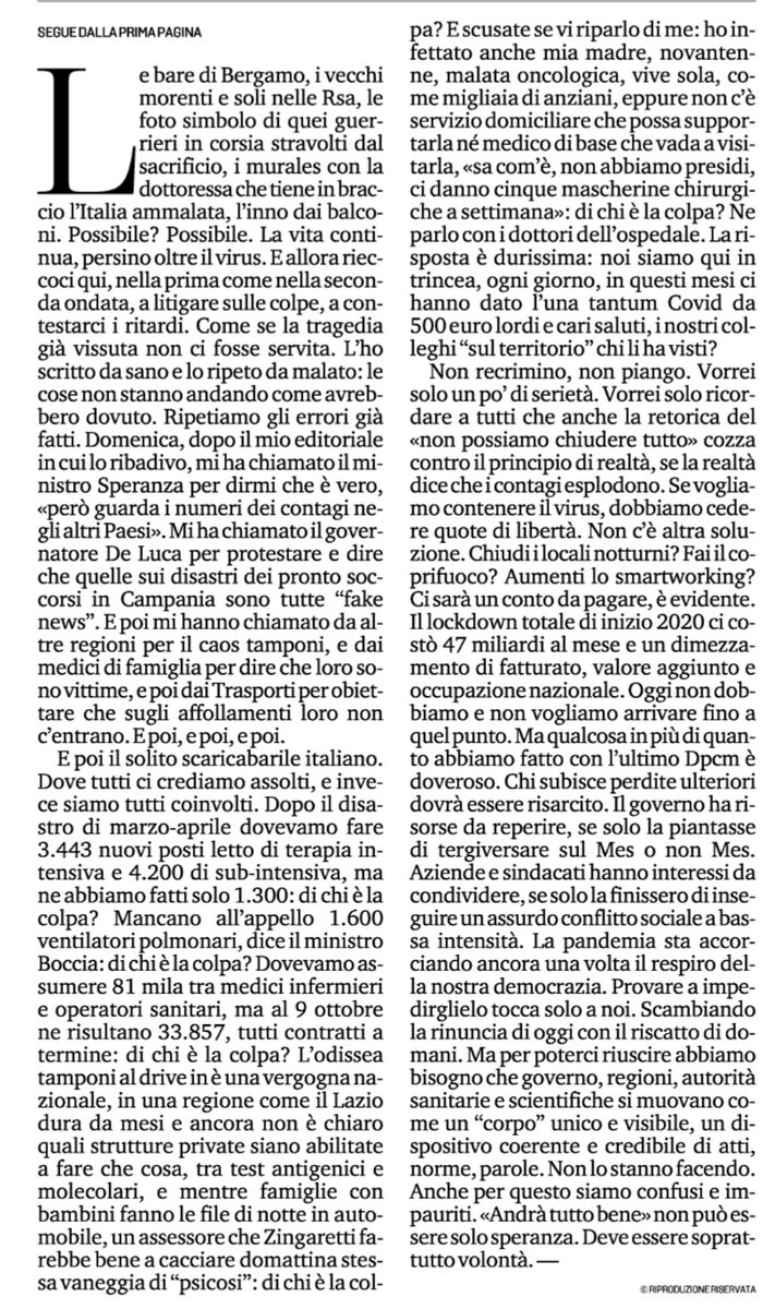 paolocalvani1's tweet photo. Cronache dalla terapia intensiva di @MassimGiannini direttore @LaStampa (con citazione di De André). https://t.co/JMnA1w6ECy
