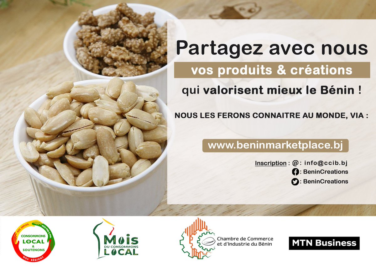 #CCIB: Vous produisez ou vendez des produits authentiques du bénin? Vous voulez les faire connaitre?  
Partagez avec nous vos produits &amp; créations. Nous les ferons connaitre au monde!