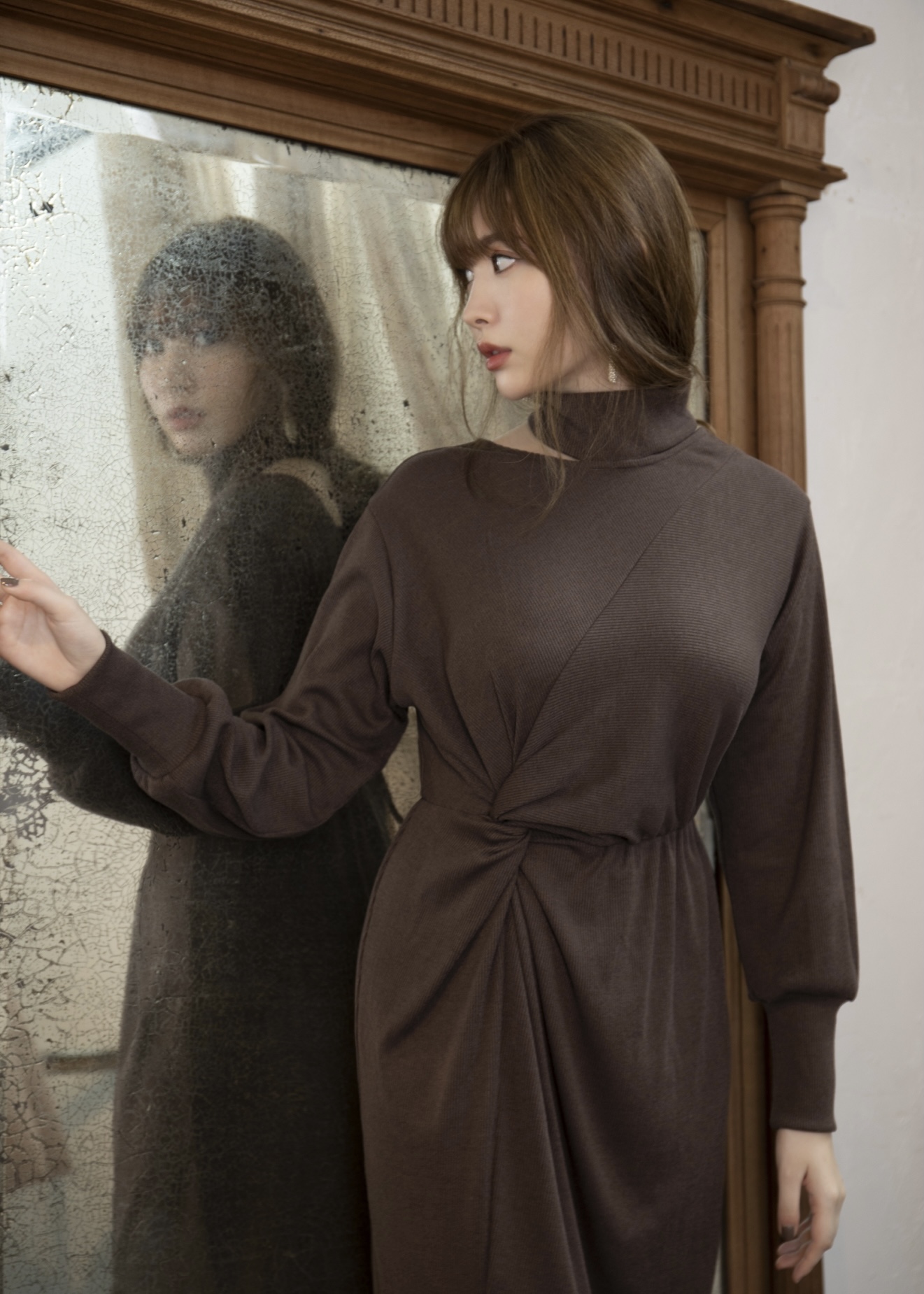 ハーリップトゥ Back Lace Midi Shirt Dress ロングM herlipto back