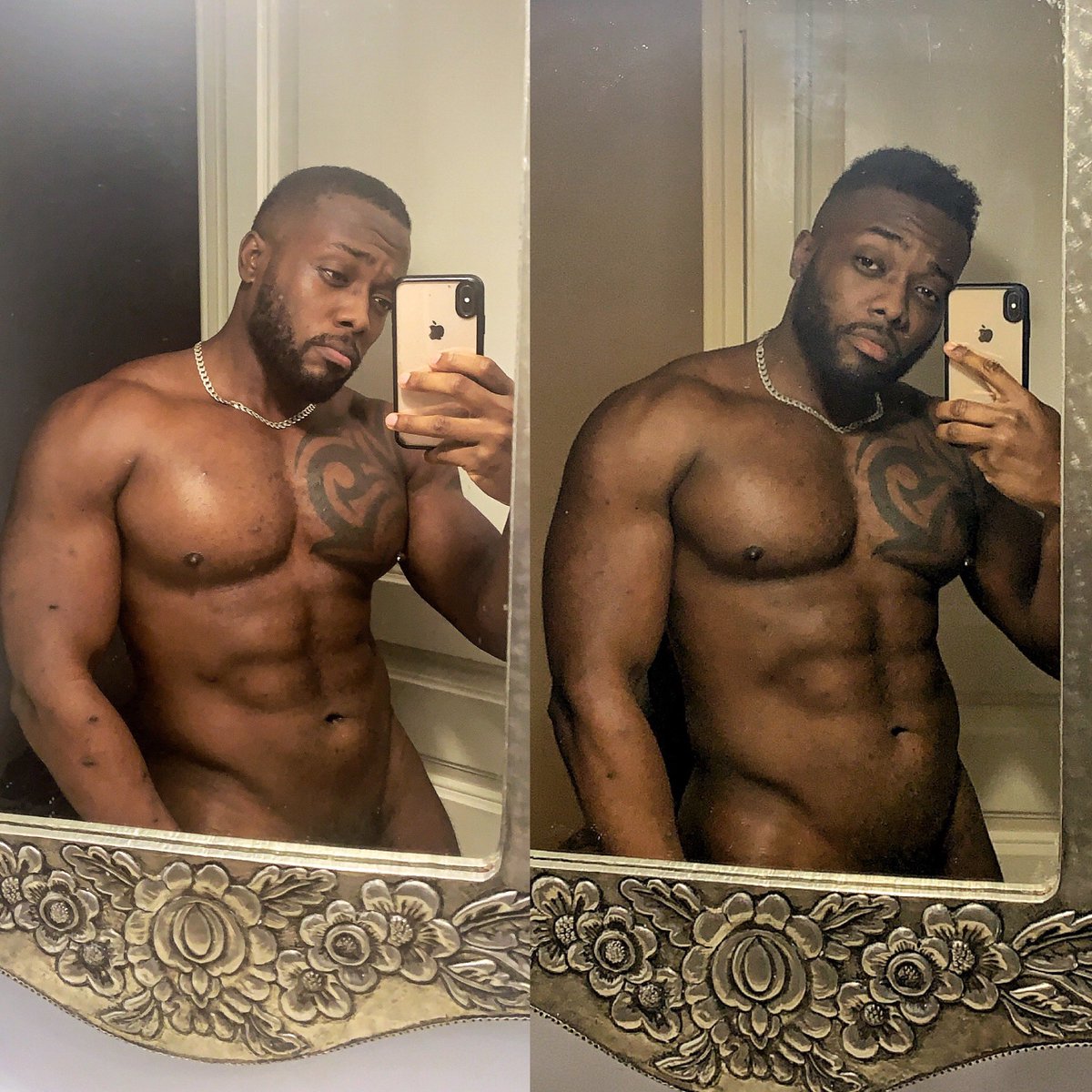 With hair or no hair? 🤷🏽‍♂️ 
Left is most recent and right is beginning of 2020 
(half naked photos ✅)