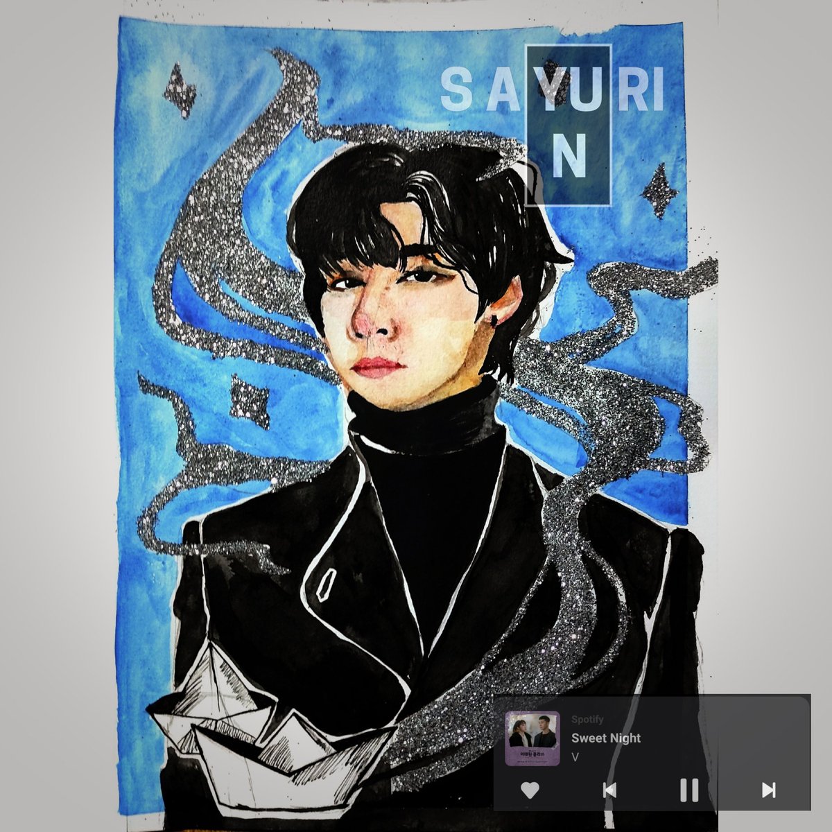 Yun On Twitter Cause We Were Ships In The Night Night Night Sweet Night V Playtober Day 17 Bts Taehyung Tae V Bangtangboys Btsfanart Fanart Kpop Watercolor Aesthetic Followme Ink