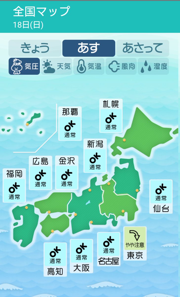 頭痛ーる 気圧予報で体調管理 頭痛対策 10 19 月 の天気頭痛予報 本州は雲が広がりやすく 太平洋側は雨も 北海道はだいたい晴れるでしょう 気圧は全国的に変動は比較的穏やか 気温は関東や北海道では前日より下がる所がありますが その他は 頭痛ーる 気圧予報で体調管理 頭痛対策 10 19 月 の天気頭痛予報 本州は雲が広がりやすく 太平洋側は雨も 北海道はだいたい晴れるでしょう 気圧は全国的に変動は比較的穏やか 気温は関東や北海道では前日より下がる所がありますが その他は