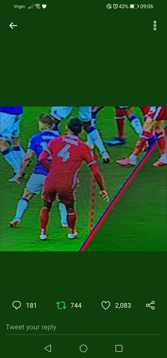 *Pickford's dangerous career threatening lunge on VVD not even looked at by VAR when it should've been a red card and a penalty.Also very creative VAR line drawing by Manc fan Coote to deny LFC a pen.  https://twitter.com/mrjakehumphrey/status/1317439844143009794?s=19