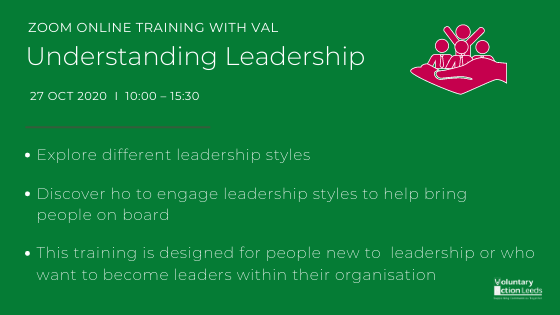 *Understanding Leadership Online Training- 27 Oct* Recent feedback for the course: 'I found the whole training really inspiring and encouraging.' 'Engaging and informative.' More info and book here>>> bit.ly/3iexsyI #TogetherLeeds
