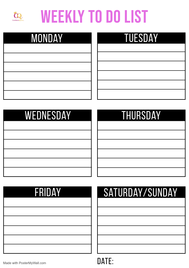 I have planned what I am doing every day of the week