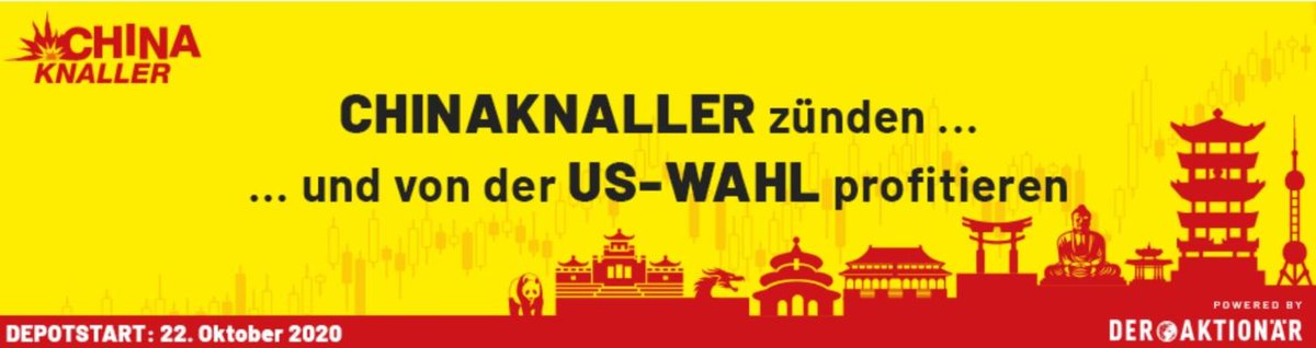 aktionaer's tweet image. Neue Runde #Chinaknaller !

Deutschlands einziger Spezialdienst für chinesische Tech-Werte startet am 22. Oktober mit neuen Werten -- inkl #Optionsscheine -- Infos und Anmeldung: 

👉 boersenmedien.de/produkt/chinak… 👈