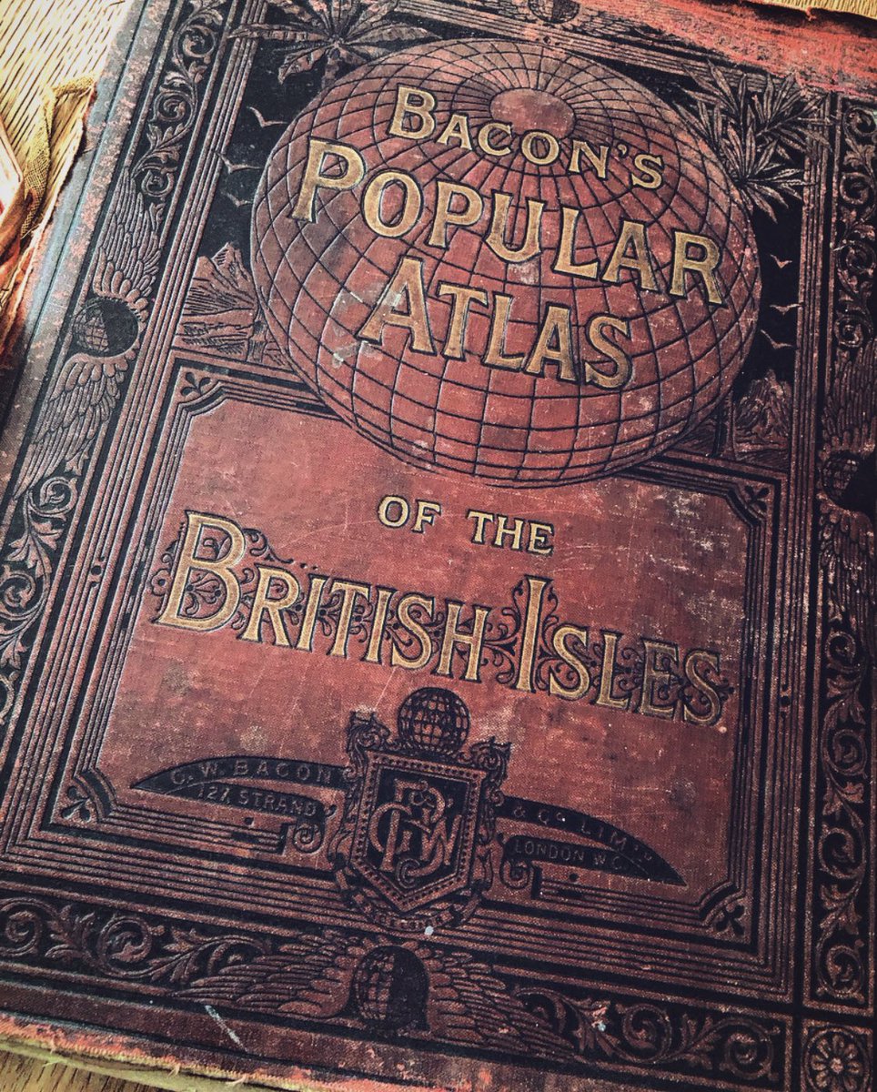 missgeog92's tweet photo. It’s no secret that I love a map. 
A charity shop put this in their “free to take” basket yesterday. I saw it and knew it had to come home with me. 

The atlas was printed in 1902.

The world map and trade maps are my fave but people, look at some of these 😍😍😍😍 https://t.co/Gd57rpb08o