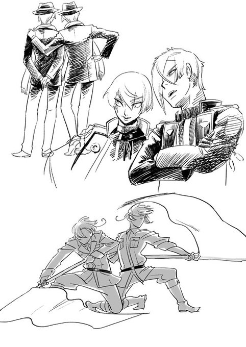もう一か月くらい(以上)絵を全く描いてなかったので
リハビリで双子(多分)描いてた。 