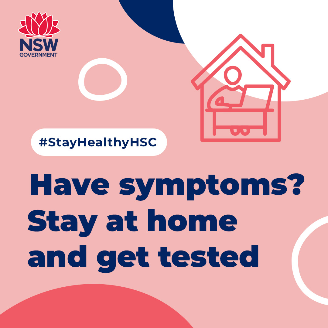 Your safety is our #1 priority. Look after yourself and your classmates and stay home if you have flu-like symptoms. 

Find more #StayHealthyHSC information and tips on education.nsw.gov.au/stay-healthy-H…