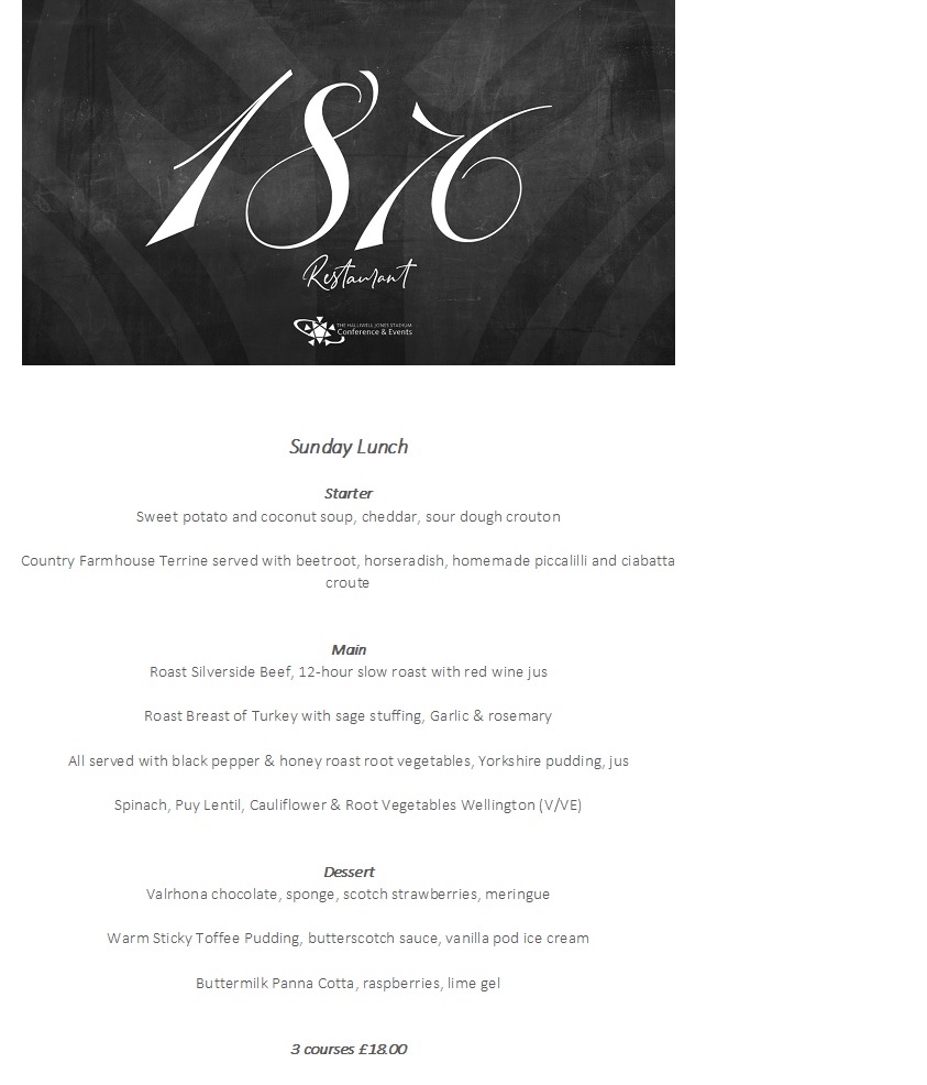 Why not join us for Sunday Lunch.  Tables available for Sunday 25th October.
Children's Menu also available