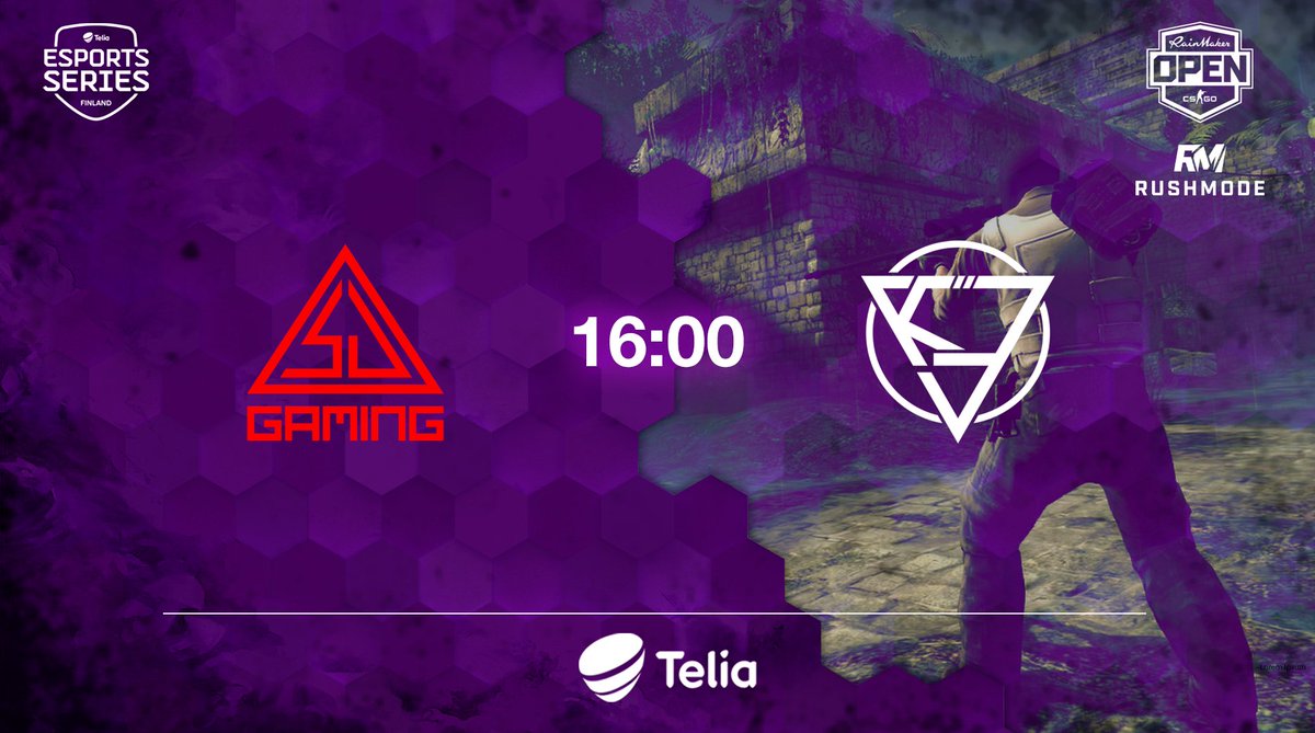 TeliaEsportsFi's tweet photo. Onko jengi valmiina? 🤔 #RainmakerOpen Finaali räjähtää käyntii kello 16:00! 🏆 Tätä finaali ei kannata missata!! 🔥🔥

🕓16:00
🆚@SJGamingGG // @kovaesports 
🗺️BO5

📺https://t.co/QBpyHwCGVp
🎙️@Tombha &amp; @RobuJohnson 

#esportsfi #TeliaGG https://t.co/GW95NsRUmB