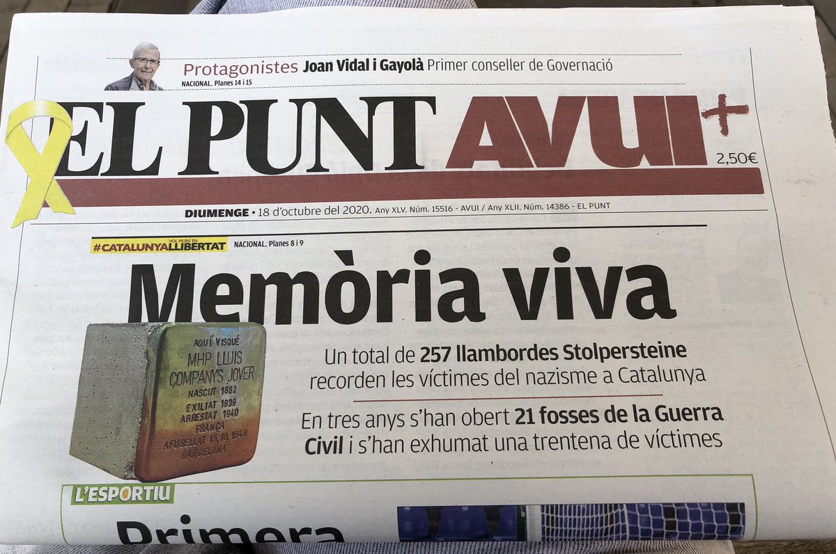 Espitllera's tweet photo. Al Fòrum @Espitllera n’estem molt orgullosos/es del projecte memorial @_Stolpersteine_ en record de les víctimes del nazisme a la Segarra gran portat a la comarca el gener de 2018 i el juny de 2019 obra de l’artista berlinès #GunterDemnig @SomSegarra @tribusegarra @catmemoria https://t.co/lVZf7pmn8o